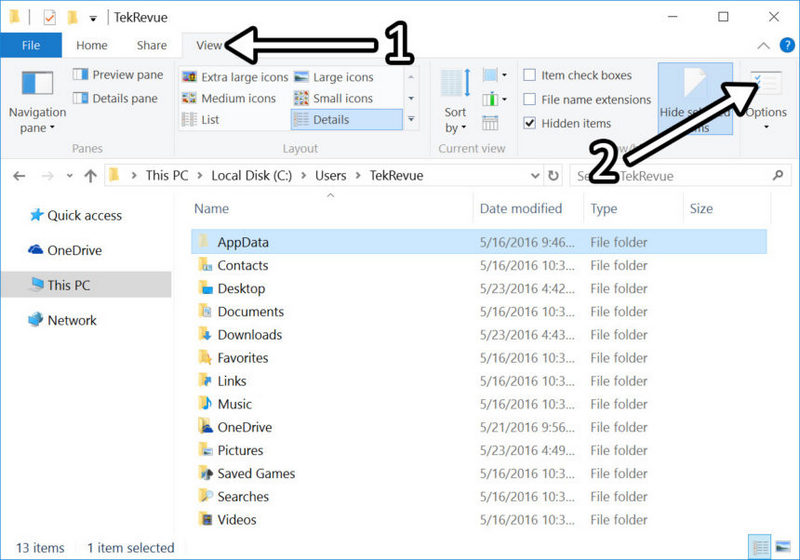 Windows 10 show hidden files