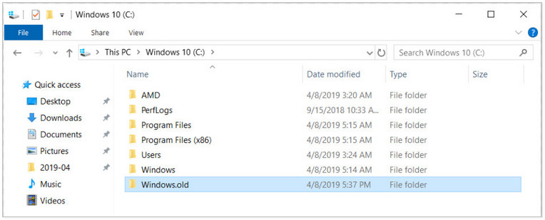 windows update deleted everything windows.old folder