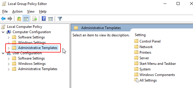 windows administrative templates