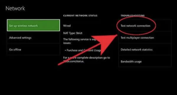 xbox test network connection