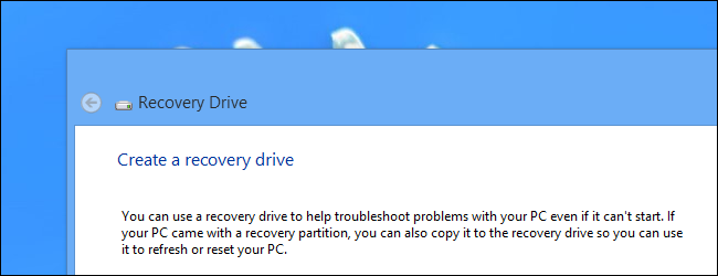 create recovery drive