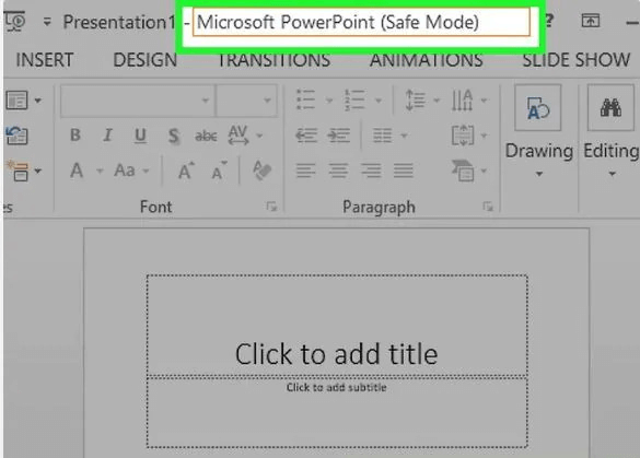 open safe mode to repair powerpoint file