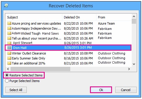recover deleted contacts outlook recoverable itmes