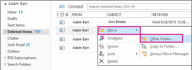 recover deleted contacts outlook