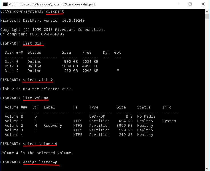 recover deleted partition using cmd