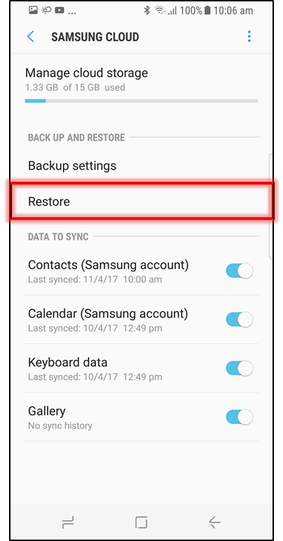 samsung galaxy recovery restore samsung cloud