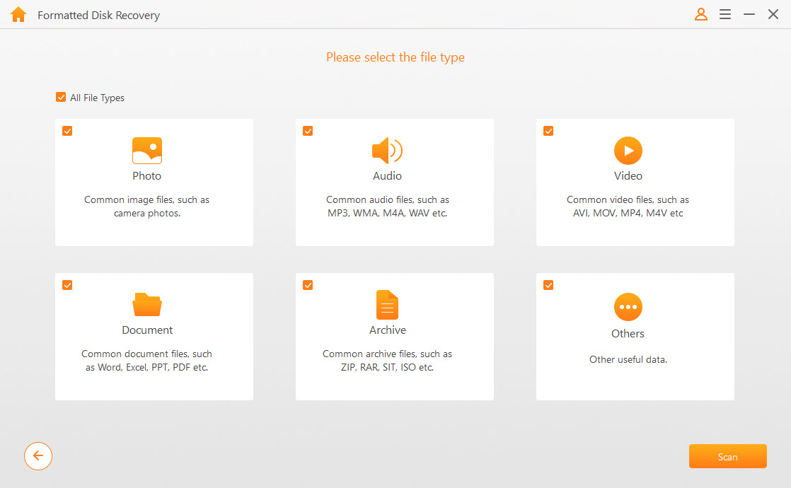 formatted disk select file type