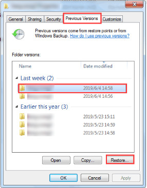 restore permanently deleted files from previous versions