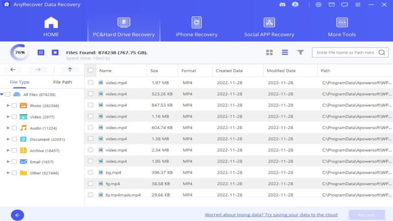 scan deleted files from recycle bin