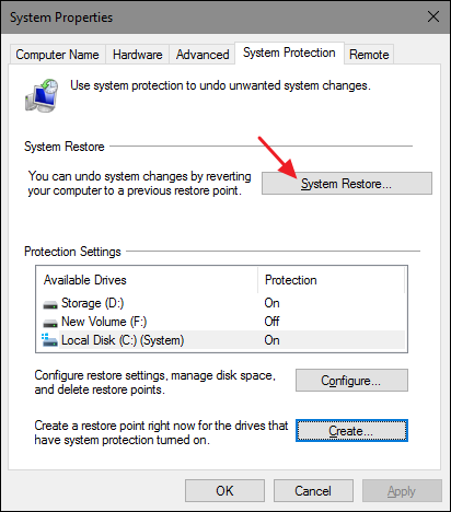 run system restore to fix preparing to configure windows stuck