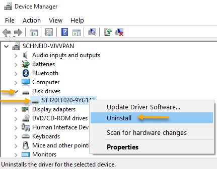 uninstall driver