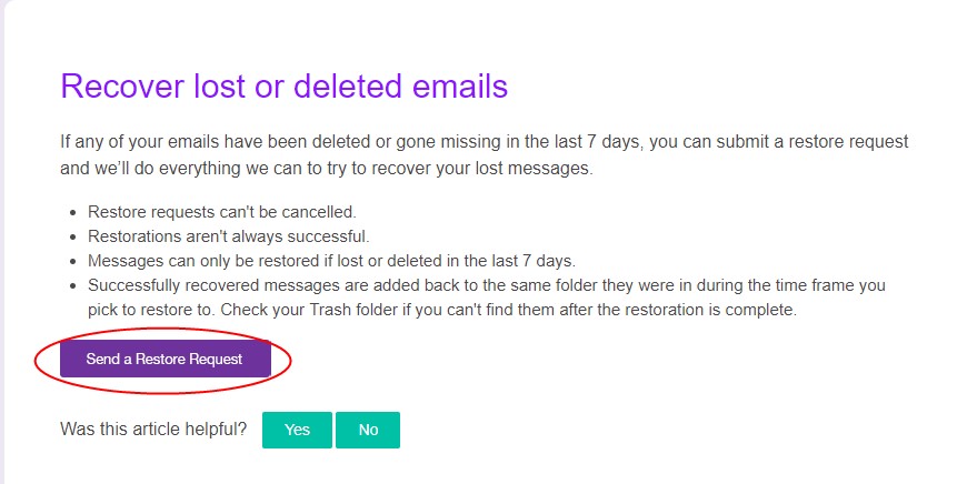 yahoo email recovery