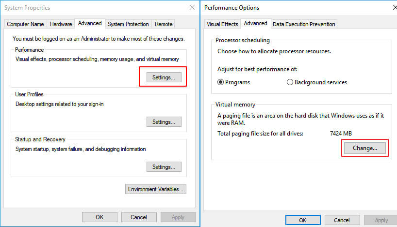 Increase Total Paging File Size