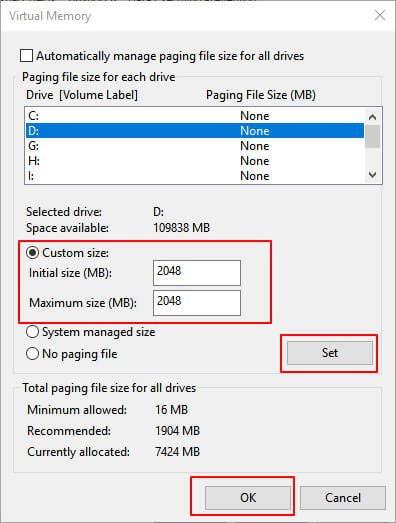 Increase Total Paging File Size 2