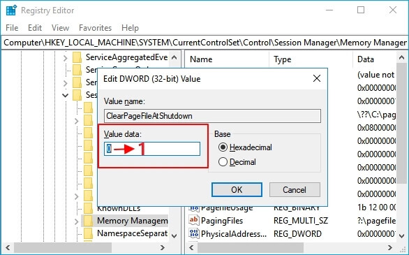 Release Virtual Memory by Setting Registry Hack