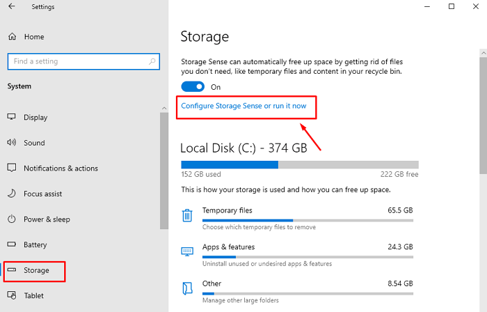 configure storage window