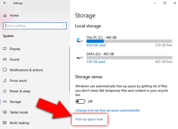 free up space now