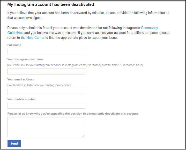 my instagram account has been deactivated