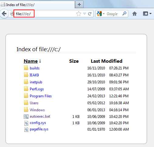 show hidden files with google chrome