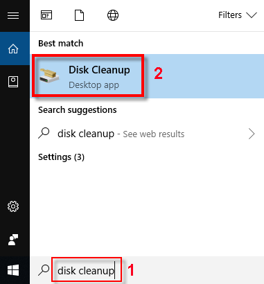type disk cleanup