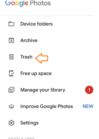 basura de la biblioteca de Google Photos