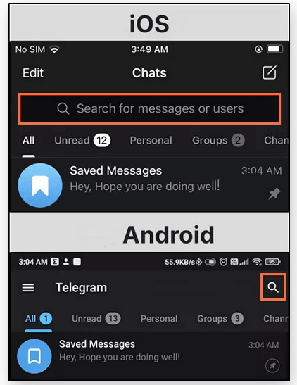 ios 和 android 的 telegram 群組搜尋