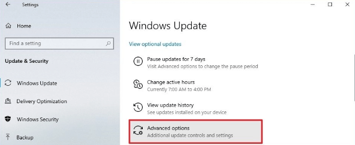 windows 10 更新進階選項