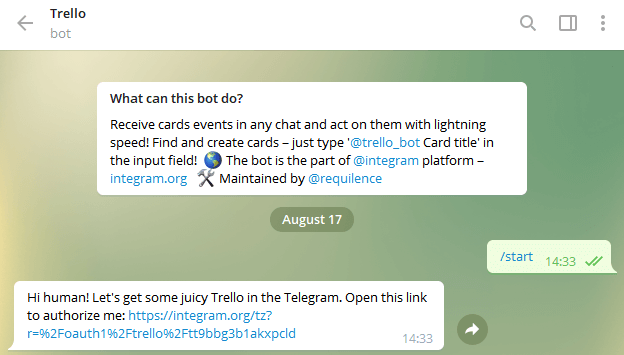 telegram trello bot 任務