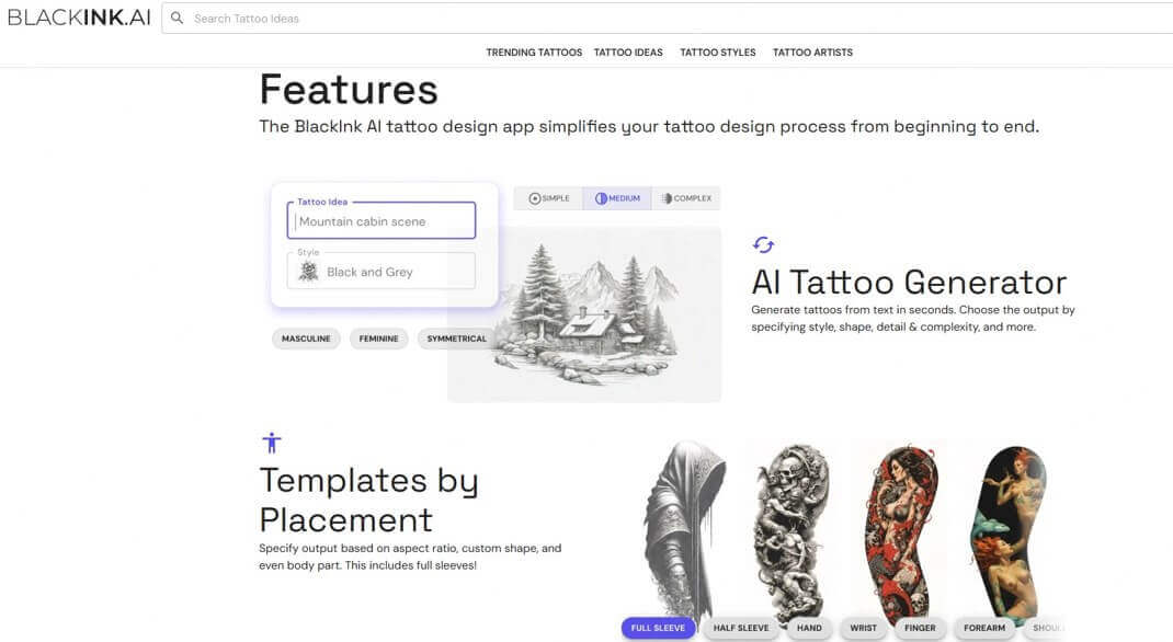BlackInk AI tattoo generator example