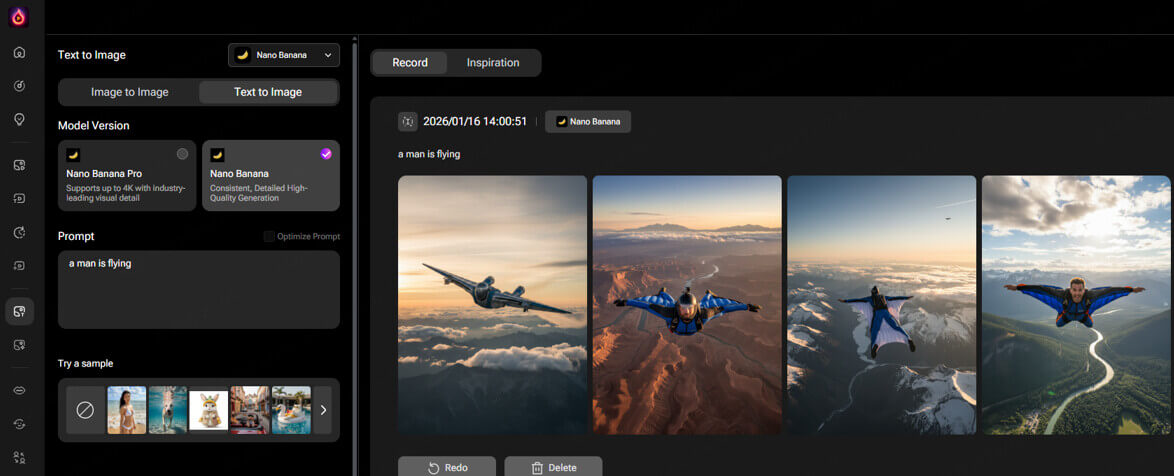 generate a man flying ai image