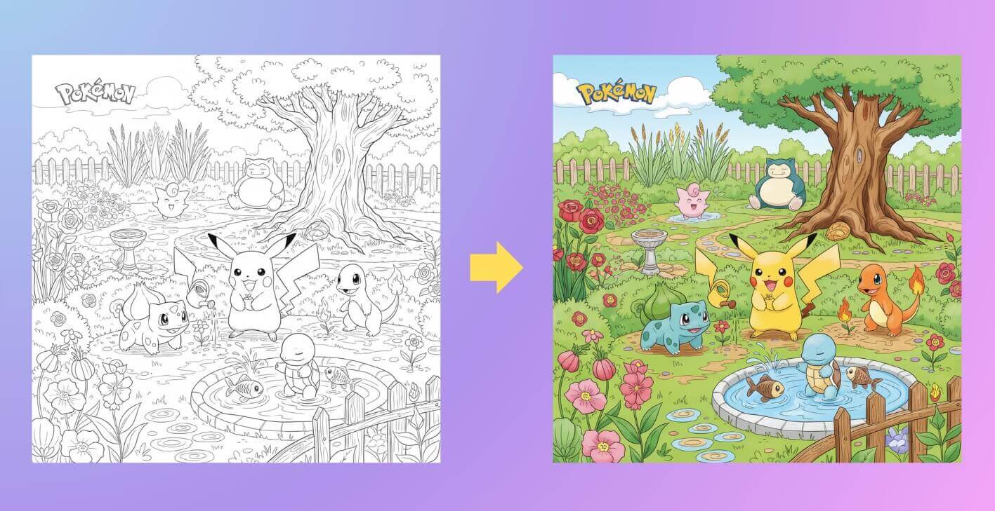 Color a Pokémon drawing using LitVideo