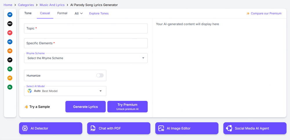 LogicBalls AI Parody Lyrics Generator