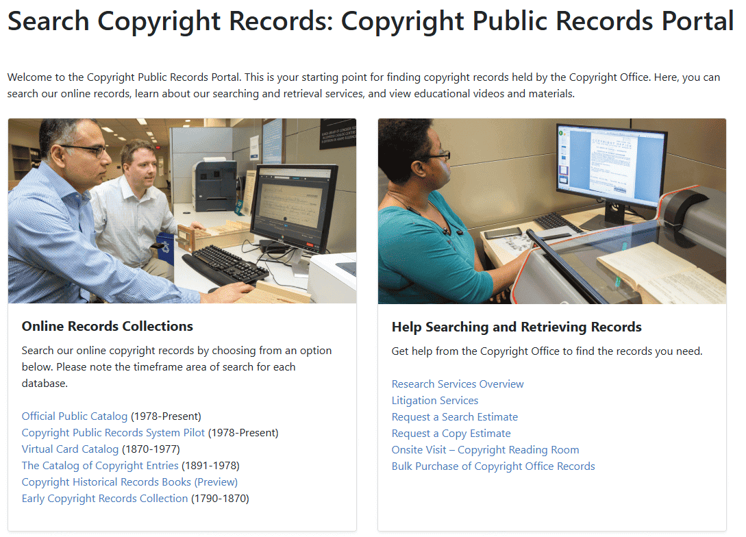 search copyright databases