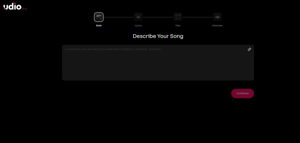 Udio User Interface