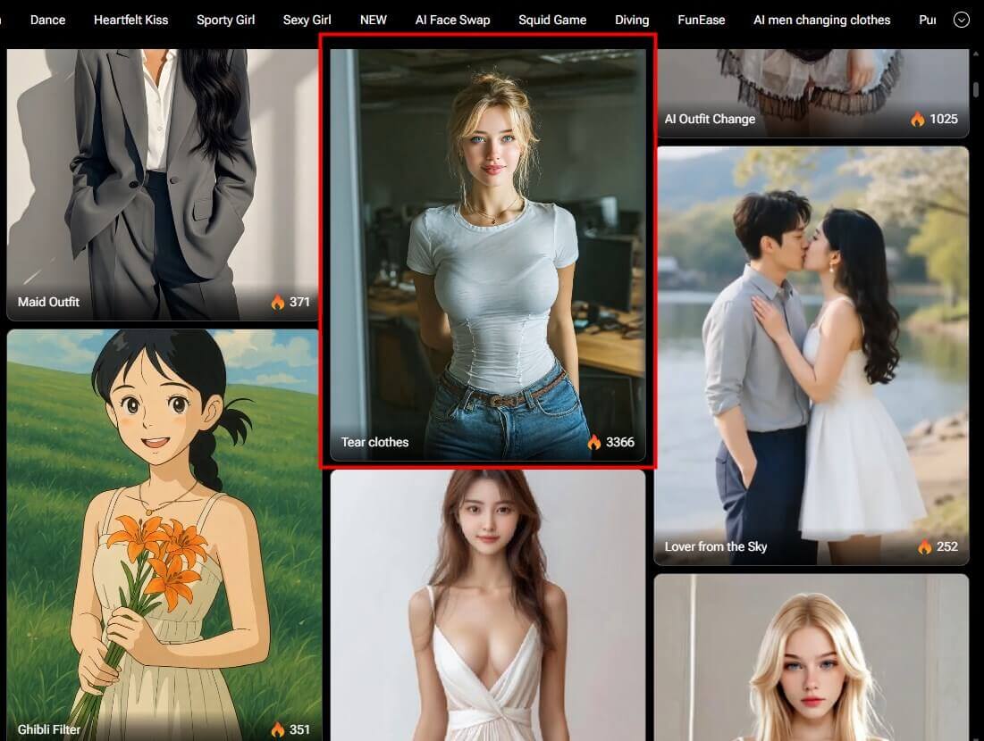 choose ai undressing video effect