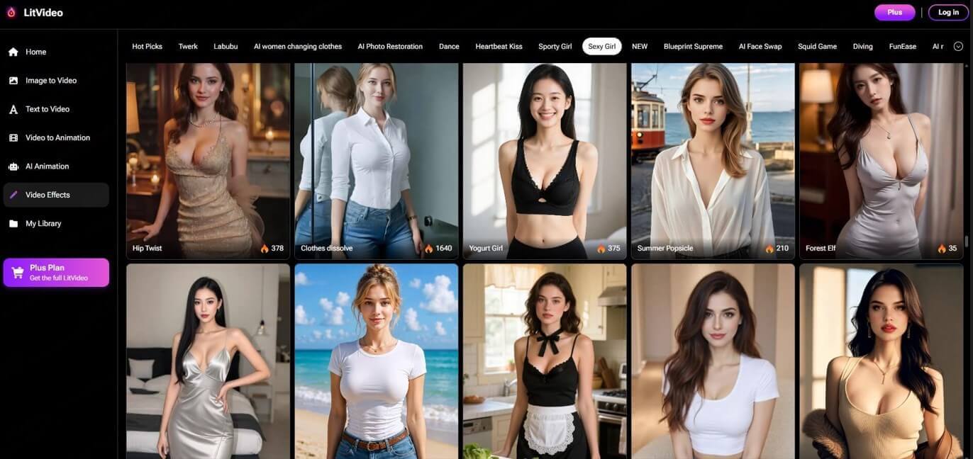 litvideo ai girl video effects