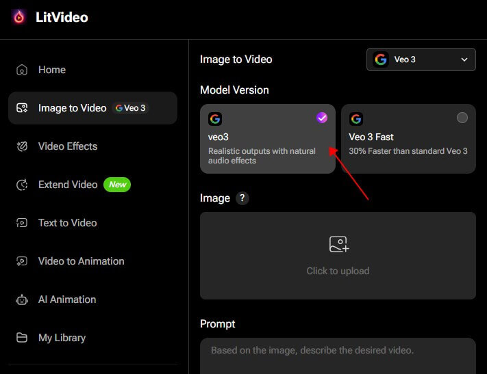 select veo 3 or veo 3 fast model