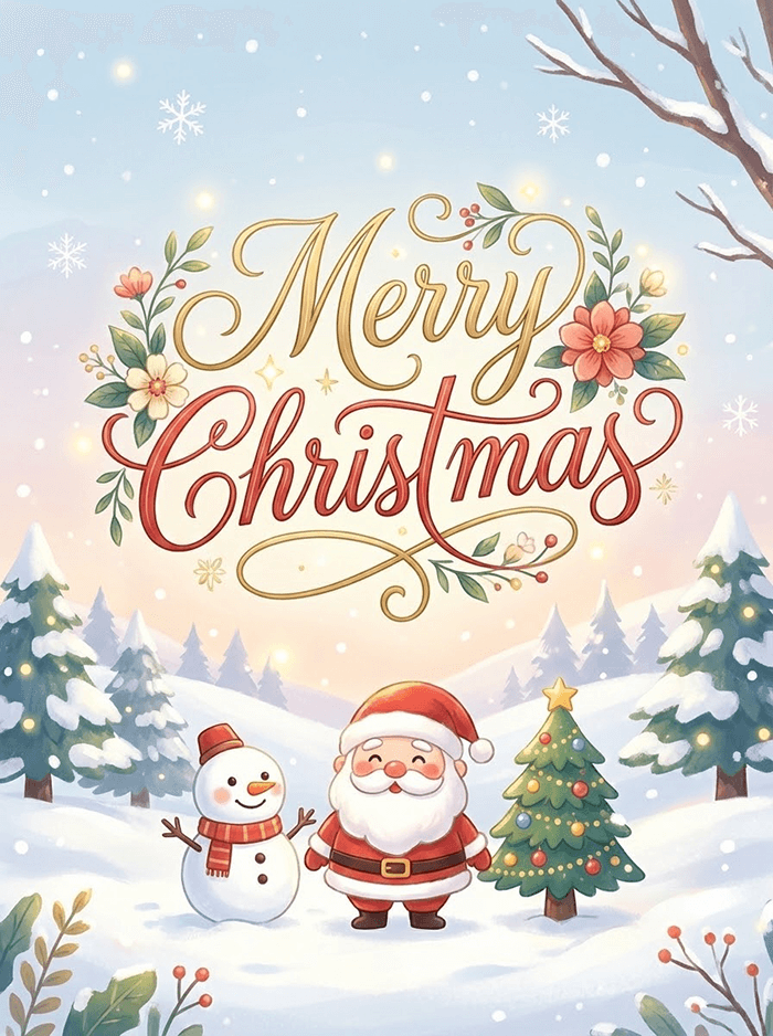 フリークリスマス素材を追加したカード