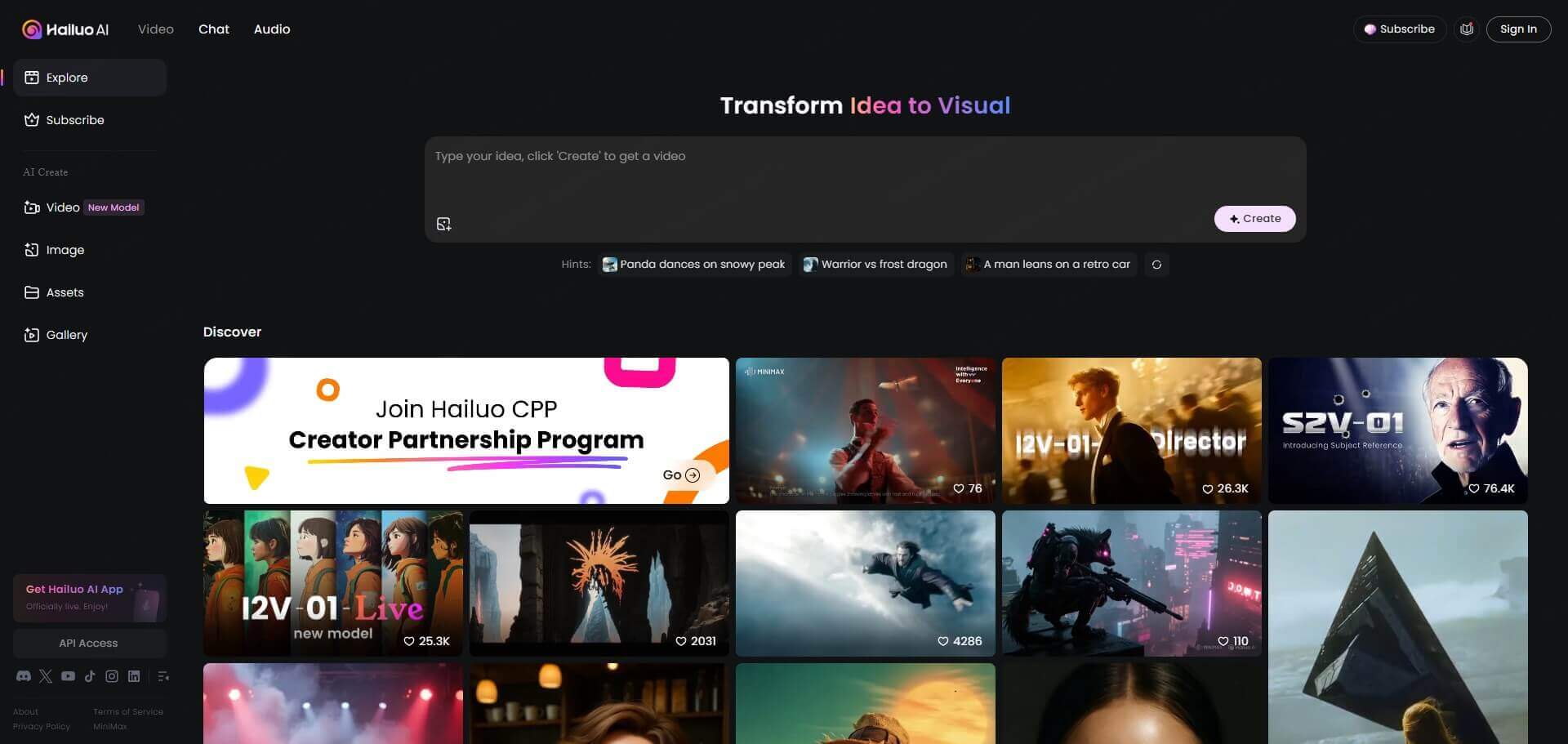 hailuo ai 웹사이트